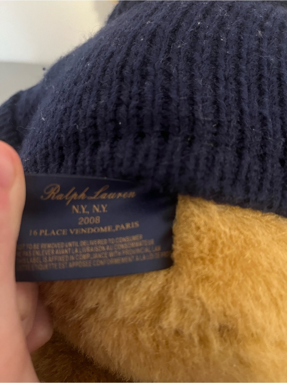 Polo Ralph Lauren 2008 teddy bear wearing blue knit sweater - Picture 8 of 8